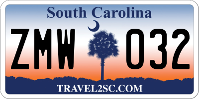 SC license plate ZMW032