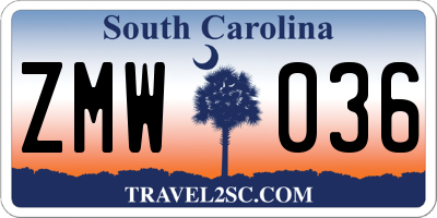 SC license plate ZMW036
