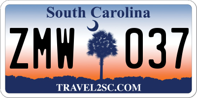 SC license plate ZMW037