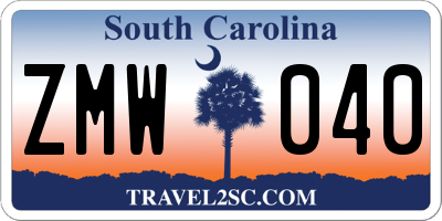 SC license plate ZMW040
