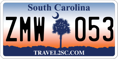 SC license plate ZMW053