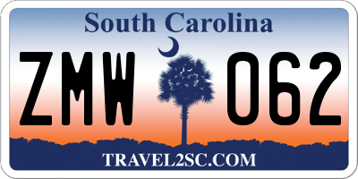 SC license plate ZMW062