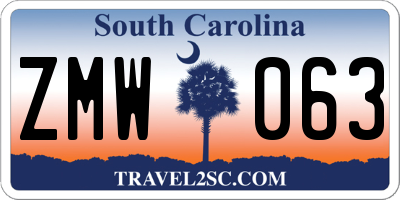 SC license plate ZMW063