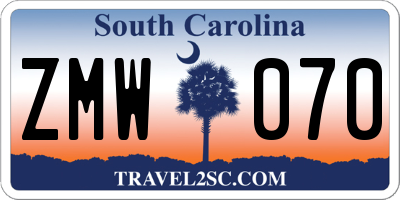 SC license plate ZMW070