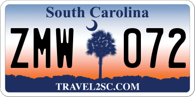 SC license plate ZMW072