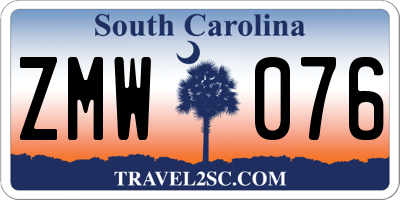 SC license plate ZMW076
