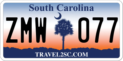 SC license plate ZMW077
