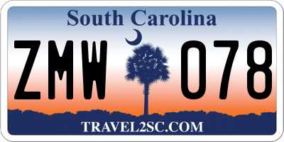 SC license plate ZMW078