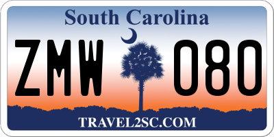 SC license plate ZMW080