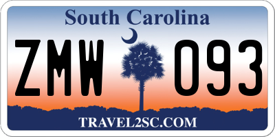 SC license plate ZMW093