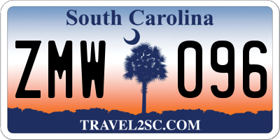 SC license plate ZMW096