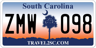 SC license plate ZMW098
