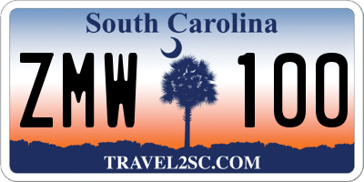 SC license plate ZMW100