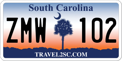 SC license plate ZMW102