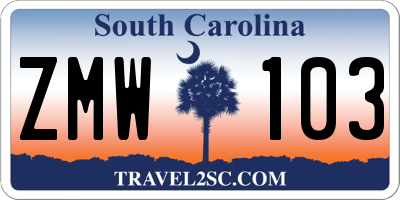 SC license plate ZMW103