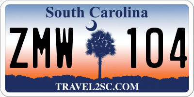 SC license plate ZMW104