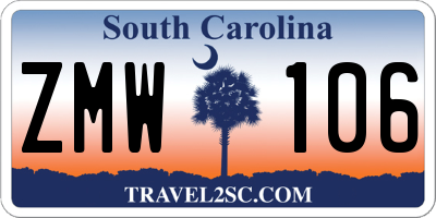 SC license plate ZMW106