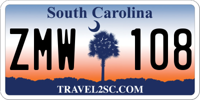 SC license plate ZMW108