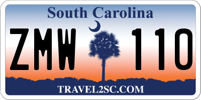 SC license plate ZMW110