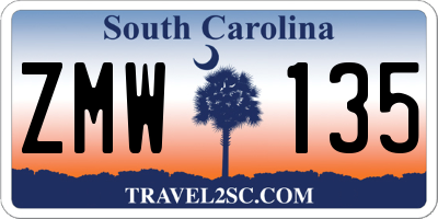 SC license plate ZMW135
