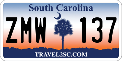 SC license plate ZMW137