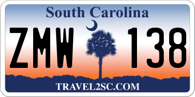 SC license plate ZMW138