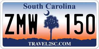 SC license plate ZMW150