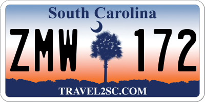 SC license plate ZMW172
