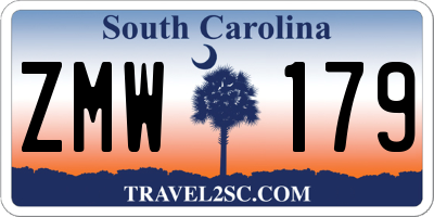 SC license plate ZMW179