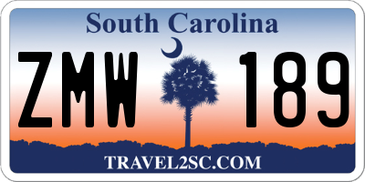 SC license plate ZMW189