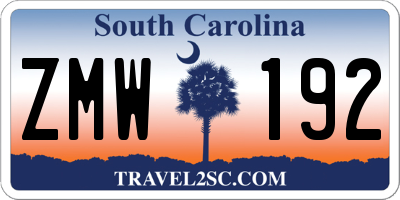 SC license plate ZMW192