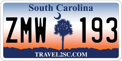 SC license plate ZMW193
