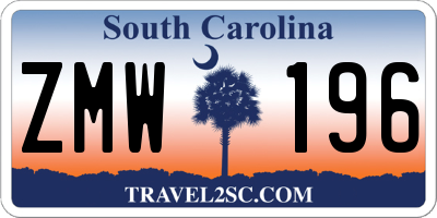 SC license plate ZMW196
