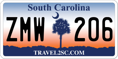 SC license plate ZMW206