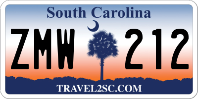 SC license plate ZMW212