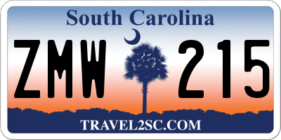 SC license plate ZMW215