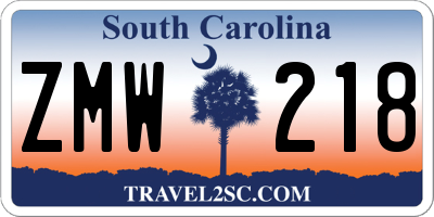 SC license plate ZMW218