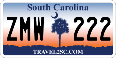 SC license plate ZMW222