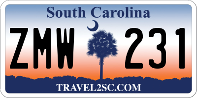 SC license plate ZMW231