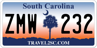 SC license plate ZMW232