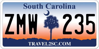 SC license plate ZMW235