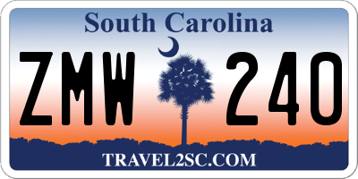SC license plate ZMW240