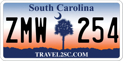 SC license plate ZMW254