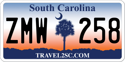 SC license plate ZMW258