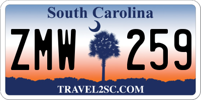 SC license plate ZMW259