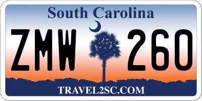 SC license plate ZMW260