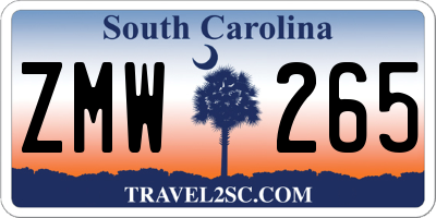 SC license plate ZMW265