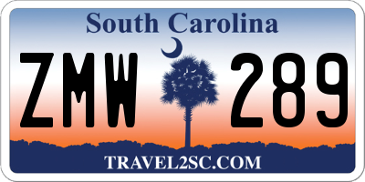 SC license plate ZMW289