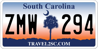 SC license plate ZMW294