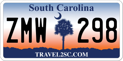 SC license plate ZMW298